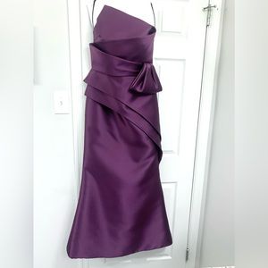 Alexander by Daymor 1558 Pleated Bodice Strapless Dress Plum